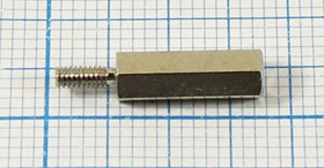 Стойка для печатных плат PCHSN2-12, латунь никелированная, M2; №4930 стойка L12,0\М2x5-М2\S4\ лат/Ni\\PCHSN2