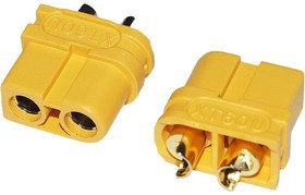 XT60U-F, Гнездо; питания DC; XT60; PIN: 2; на провод; под пайку; 30А