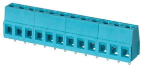 TB004-508-12BE, Fixed Terminal Blocks Terminal block, screw type, 5.08 , horizontal, 12 poles, CUI Blue, slotted screw, PCB mount