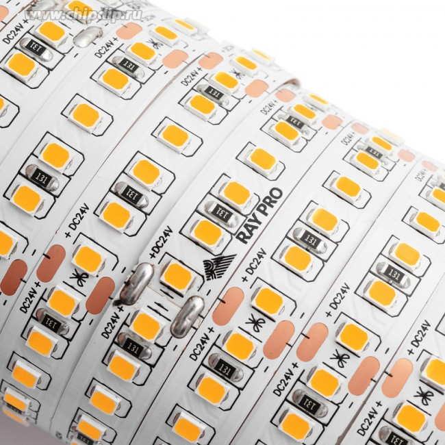 00-301 Светодиодная лента 24В, ПРО, 18Вт/м, smd2835, 168д/м, IP20, 2000Лм/м, подложка 10мм, 5м, 3000