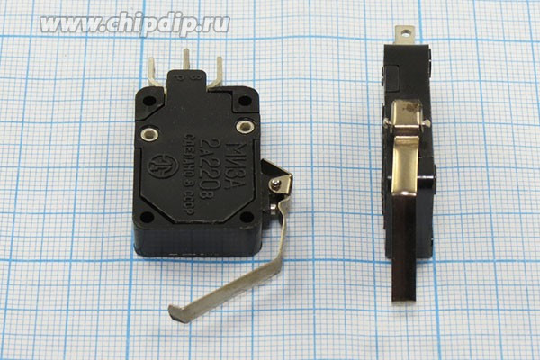 Микропереключатель, размер 42x 8 x22, 2А, переключение ON-(ON), размер концевика L31, МИ3А