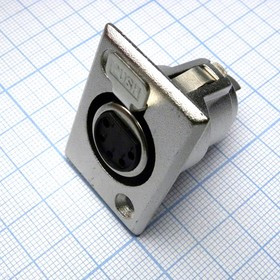 CANNON 22 5F, Аудио разъём XLR - розетка приборная, 5 контактов, цвет - серебристый
