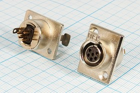 Гнездо микрофонное miniXLR\6P\пан фланец 2отв\B8,5\MC806-6P; №10551 гн мик miniXLR\6P\пан флан 2отв\B8,5\\MC806-6P