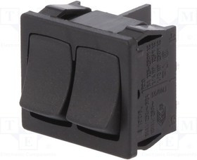 1806.1102, ROCKER; SPST-NO x2; Pos: 2; OFF-ON; 10A/250VAC; black; IP40; none