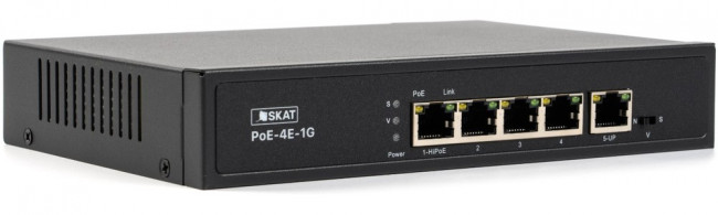 SKAT PoE-4E-1G коммутатор PoE Plus, мощность 65Вт, порты: 4-Ethernet, 1-Uplink SKAT PoE-4E-1G коммутатор PoE Plus, мощность 65Вт, порты: 4-Ethernet, 1-Uplink