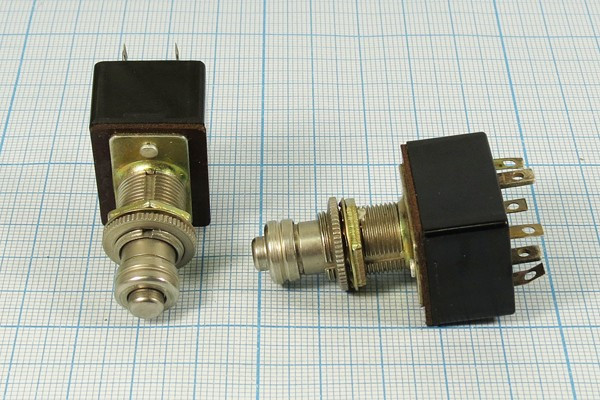 Кнопочный переключатель без фиксации 220В/3А, КП-3; №341 ПКн\250\ 3\(DPDT)\d12\ мет\мет\\6C\КП-3\