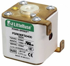 PSR030FS0400Z, Fuse Square Body Fast Acting 400A 700V Flush Mount 43 X 49mm Ceramic