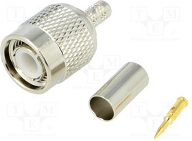 T1121A1ND3G1A50, Вилка, TNC, "папа", прямой, 50Ом, обжим, на провод, делрин (POM)