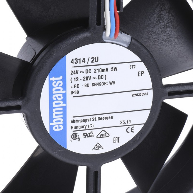 Вентилятор Ebmpapst 4314/2U 24V 0.20A 120x38 3pin