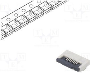 DS1020-11-8VBT1-R, Разъем: FFC (FPC); горизонтальный; PIN: 8; ZIF; SMT; луженые; 30мОм DS1020-11-8VBT1-R, Разъем: FFC (FPC); горизонтальный; PIN: 8; ZIF; SMT; луженые; 30мОм