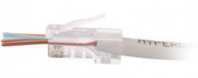 01 Коннектор легкой оконцовки Hyperline, RJ-45 (8P8C) под витую пару, категория 5e, универсальный (100 шт.), прозрачный 01 Коннектор легкой оконцовки Hyperline, RJ-45 (8P8C) под витую пару, категория 5e, универсальный (100 шт.), прозрачный