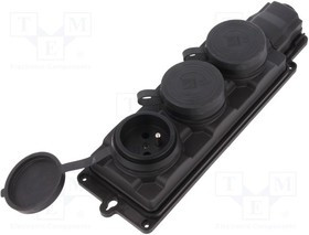 PD.3159/3, Разъем: питания AC, гнездо, 2P+PE, 250ВAC, 16А, черный, IP44