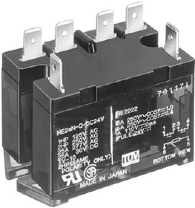 HE2AN-AC200V, Универсальное реле, серия HE, силовое, без защелки, DPST, 240В AC, 25А