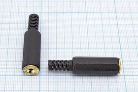 Гнездо Audio Jack стерео 2.5мм, пластик на кабель, "позолоченный"; №1431 G гн 2,5стерео\3C[Au]\каб\пл хвост\\1-031G\