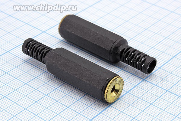 Гнездо Audio Jack стерео 2.5мм, пластик на кабель, "позолоченный"; №1431 G гн 2,5стерео\3C[Au]\каб\пл хвост\\1-031G\