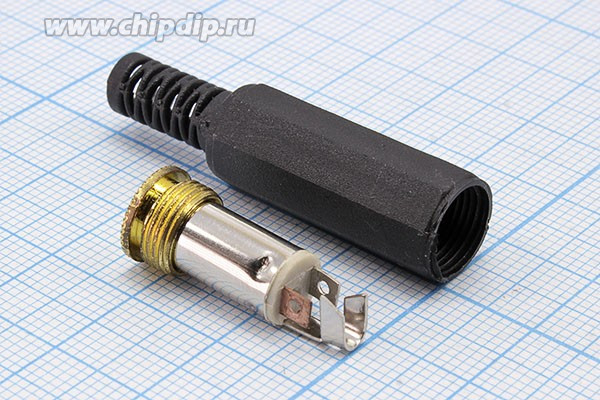 Гнездо Audio Jack стерео 2.5мм, пластик на кабель, "позолоченный"; №1431 G гн 2,5стерео\3C[Au]\каб\пл хвост\\1-031G\