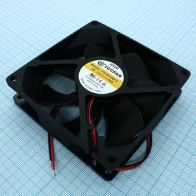 YDH9225B12, (92*92*25 12V), Вентилятор 12В 92х92x25 B 3000 об/мин, 82.6м3/час, 34.2дБ, подшипник качения, тип вывода - провод