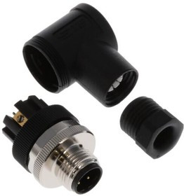 T4113401041-000, Разъем Кабеля, M12, Male, 4 Positions, Винтовой Штырь, Угловой Монтаж на Кабель