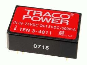 TEN 3-1222, DC/DC преобразователь, 3Вт, вход 9-18В, выход 12,-12В/125мА TEN 3-1222, DC/DC преобразователь, 3Вт, вход 9-18В, выход 12,-12В/125мА