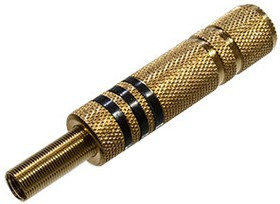 1-155G черный, разъем аудио 6.35мм гнездо стерео металл "позол." на кабель