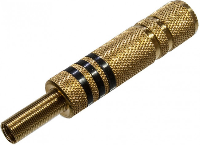 1-155G черный, разъем аудио 6.35мм гнездо стерео металл "позол." на кабель