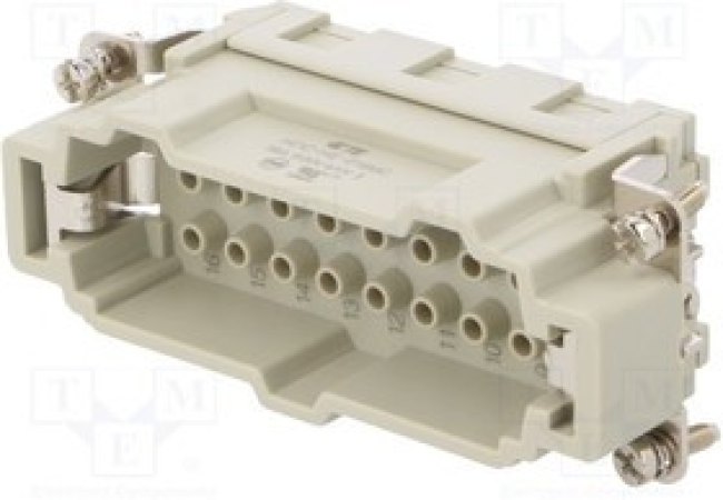 T2040164101-000, Разъем: HDC, "папа", HE, PIN: 16, 16+PE, размер 6, без контактов, 16А