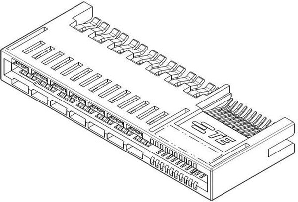 2204798-1, Торцевой разъем, Dual Side, 1.57 мм, 14 (Силовых), 20 (Сигнальных) контактов, Straddle Mount