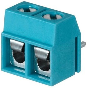TB002V-500-02BE, Fixed Terminal Blocks Terminal block, screw type, 5.00 , vertical, 2 poles, CUI Blue, slotted screw, PCB mount