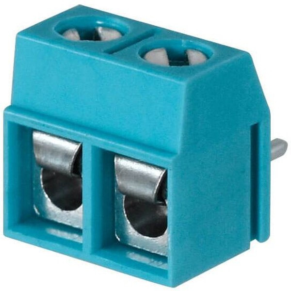 TB002V-500-02BE, Fixed Terminal Blocks Terminal block, screw type, 5.00 , vertical, 2 poles, CUI Blue, slotted screw, PCB mount