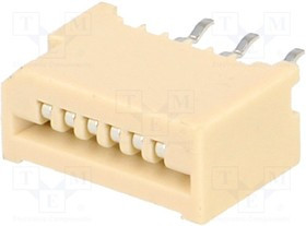 DS1020-01-06BT1, Разъем: FFC (FPC), прямой, PIN: 6, NON-ZIF, THT, луженые, 20мОм, 500В