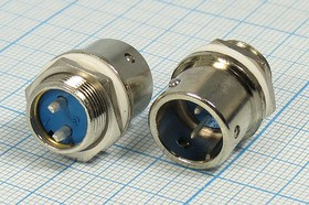 Разъем (быстроразъемный) XS12K2P-M вилка, контакты 2P, диаметр B12, монтаж на блок, XS12K2P-M