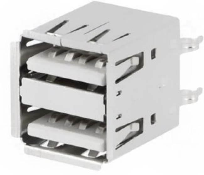 USBA-2GV, Гнездо, USB A, THT, прямой, двойной USBA-2GV, Гнездо, USB A, THT, прямой, двойной