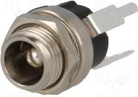 PC-G2.5-PCB, Гнездо, питания DC, "папа", 5,5/2,5мм, 5,5мм, 2,5мм, на панель, 9мм