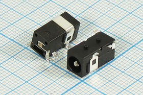 Разъем питания DC розетка, d1.7 D4.0, 3C 2C, на плату, SMD, угловой, PJ147