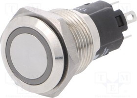 82-4151.1123, Pushbutton Switches Blue RngLED 12VAC/DC 16mm QC Flush