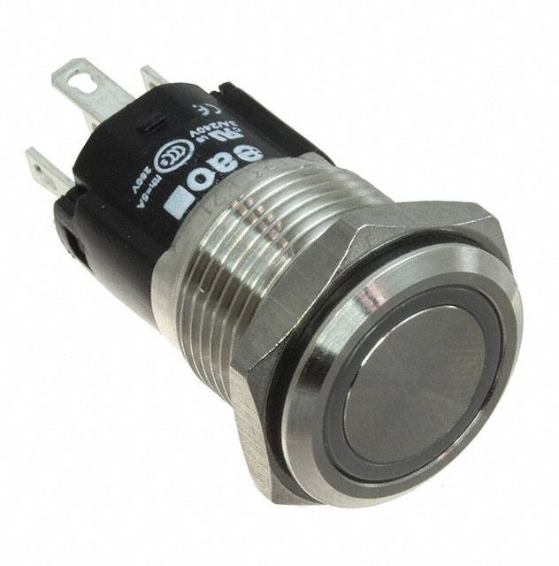 82-4151.1123, Pushbutton Switches Blue RngLED 12VAC/DC 16mm QC Flush