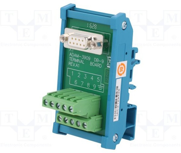 ADAM-3909-AE, Terminal Block Interface Modules DB-9 Wiring Terminal, DIN-rail Mount