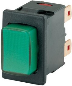 01687.1104-02, Кнопочный переключатель, 1683, DPST, Вкл.-Выкл., Прямоугольный, Зеленый
