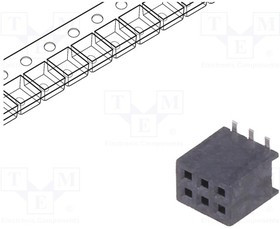 20021321-00006C4LF, 1.27mm 1.27mm Tin 6P 40~+105 Brick nogging 2x3P 4.4mm Top Square Holes SMD,P=1.27mm Female Headers ROHS 20021321-00006C4LF, 1.27mm 1.27mm Tin 6P 40~+105 Brick nogging 2x3P 4.4mm Top Square Holes SMD,P=1.27mm Female Headers ROHS