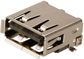 KUSBX-SMT4-ASFS1N-BTR, USB Connectors SMT USB A-TYPE Recep BLK GOLD FLASH