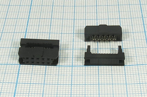 KLS1-204B-10-B, (IDC2-10F), IDC разъем, розетка на плоский шлейф 10pin(2x5), шаг 2.00мм