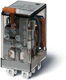 Реле миниатюрное силовое электромеханич. монтаж в розетку или наконечники Faston (4.8х0.5мм) 2CO 12А AgNi 220В DC RTI опции: нет FINDER 5632