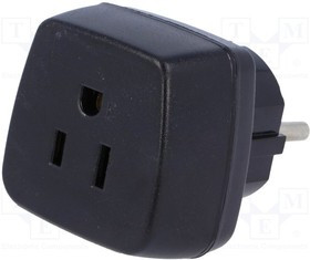 1508520, Переходник: адаптер; 2P+PE; 230ВAC; 15А; черный; PIN: 3