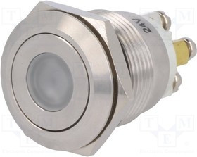 V19-10FD-24B-S, Переключатель: антивандальный, Пол: 2, SPST-NO, 0,5A/220ВAC, IP65