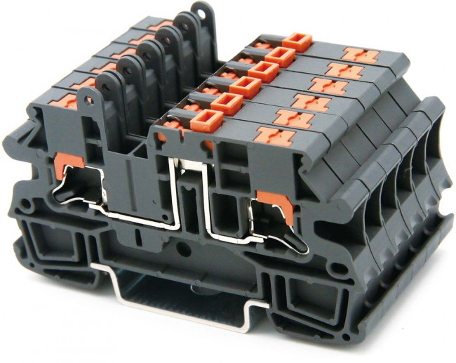 IPR-4-MT, Клемма с размыкателем, зажим push-in, 2 точки подключения, 4 кв.мм, серая