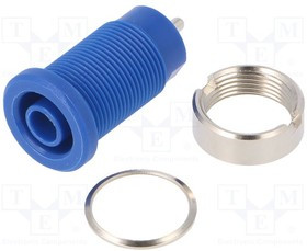 SEB8632NI-BL, Гнездо, "банан" 4мм, 24А, синий, никелированные, 34мм