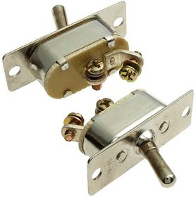 ВН45 35а/27в (аналог), Тумблер двухпозиционный однополюсный ВН45, 50х19х54 мм, ON-(OFF) без фиксации, SPST, IP30, 35 А, 27 В, 2 контакта, н