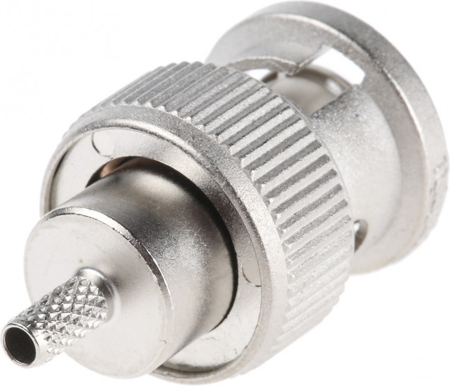 J01000A0042, Plug Cable Mount BNC Connector, 50, Crimp Termination, Straight Body