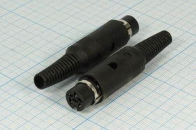 Гнездо DIN, 5HP[60]+1C, на кабель, пластиковый хвост, DN-5F2; №9112 гн DIN\ 5HP[60]+1C\каб\пл хвост\\DN-5F2\