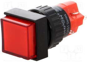 V16F-11-R, Переключатель: кнопочный, Пол: 2, SPDT, 3A/250ВAC, 2A/24ВDC, IP40